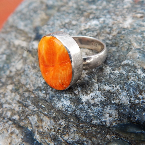 Jewelry - Coral Orange Sterling Silver Ring 6.5